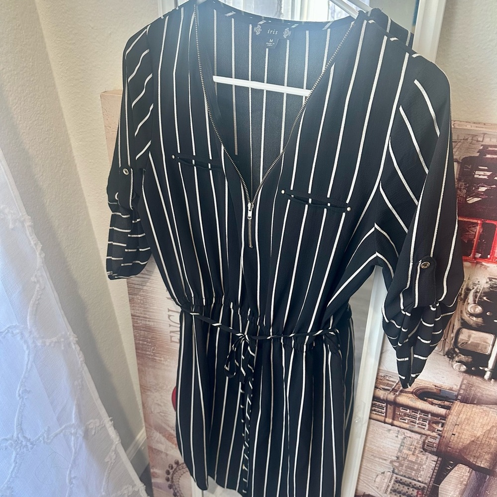 Black and White Striped Women's Dress